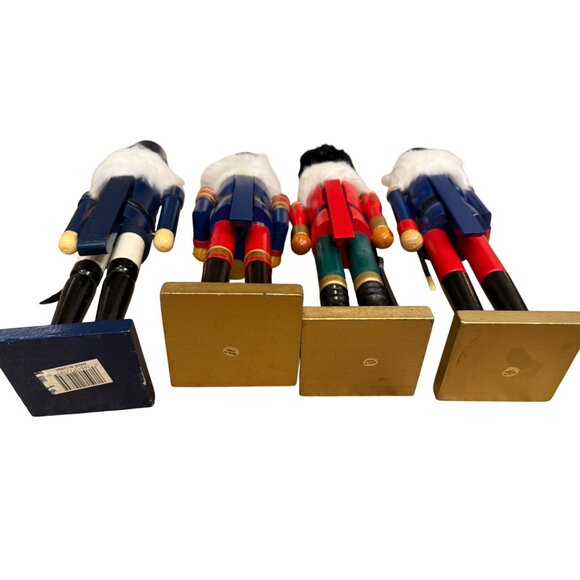 Set Of 4 Decorative Wooden Nutcrackers With Hats & Beards - Picture 3 of 8